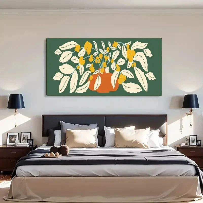 Modern Minimalist Botanical Wall Art Canvas Office Home Room Framed 80x45cm