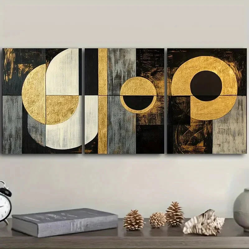 3pcs An abstract geometric drawing Metal Print Ready to Hang Art
