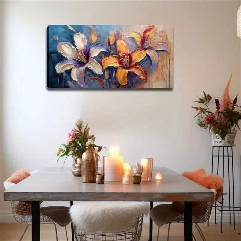 Vibrant Purple Orange Yellow Wall Art Canvas Office Home Room Framed 120x60cm