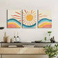 3pcs Mid-Century Abstract Landscape Canvas Framed 40x60cm - High Quality Print 100% Australian Made Wall Canvas Ready to Hang