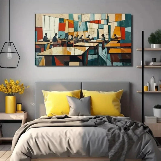 Classroom Scene Modern Wall Art Canvas Office Home Room Framed 120x60cm