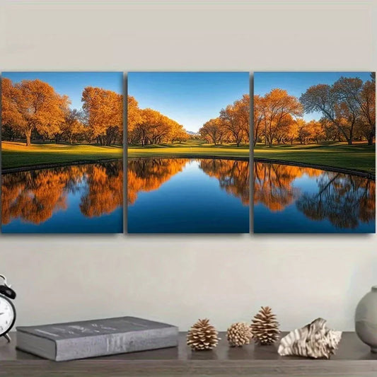 3pcs Golf Course Modern Art Deco Style   Wall Art Set Canvas Framed 40x60cm - High Quality Print 100% Australian Made Wall Canvas Ready to Hang