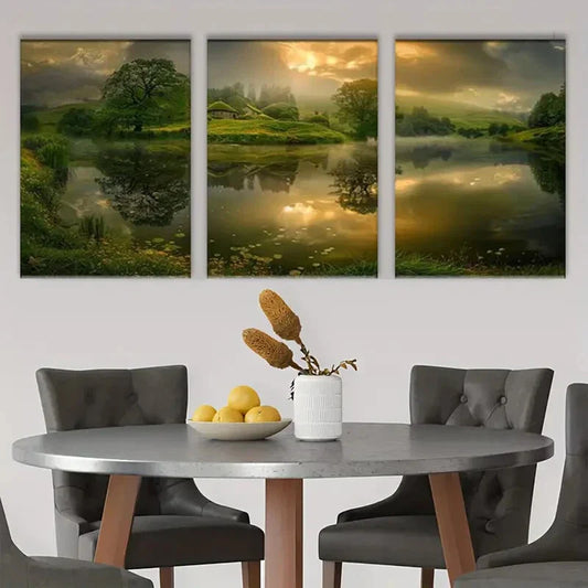 3pcs Sunrise Peaceful Nature Scene Metal Print Ready to Hang Art