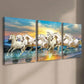 3pcs White Horses Seaside Sunset Running Horses Wall Art Set Canvas Framed 40x60cm - High Quality Print 100% Australian Made Wall Canvas Ready to Hang
