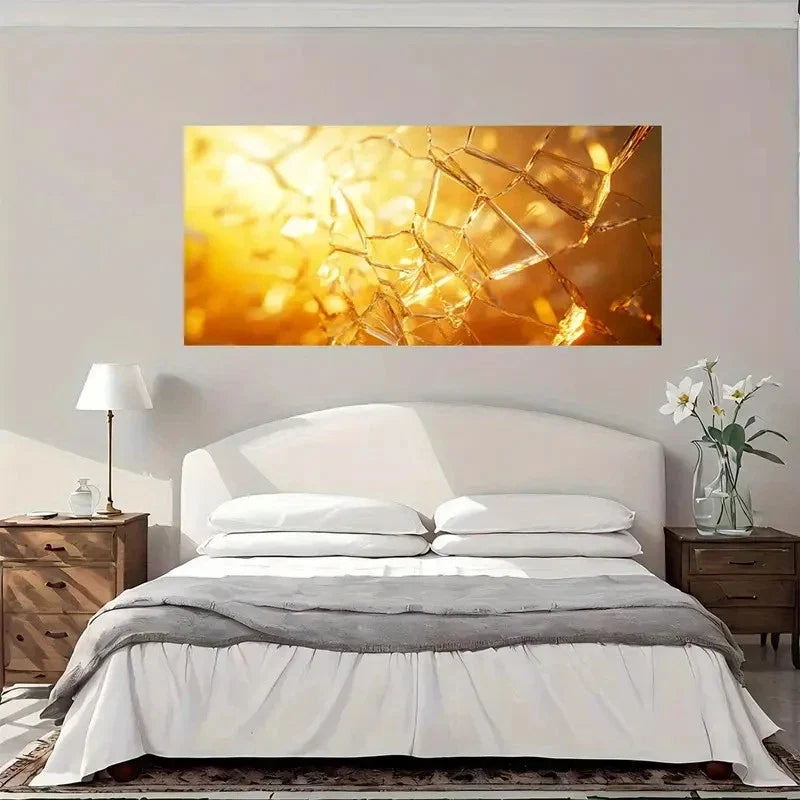 Yellow Abstract Pattern Shine Wall Art Canvas Office Home Room Framed 120x60cm