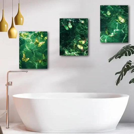 3pcs Underwater Butterfly Canvas Wall Art Set Canvas Framed 40x60cm - High Quality Print 100% Australian Made Wall Canvas Ready to Hang