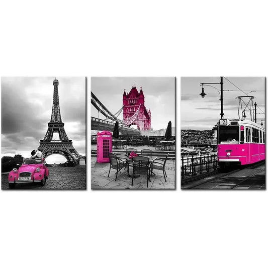 3pcs  Eiffel Tower, Love-Themed Metal Print Ready to Hang Art