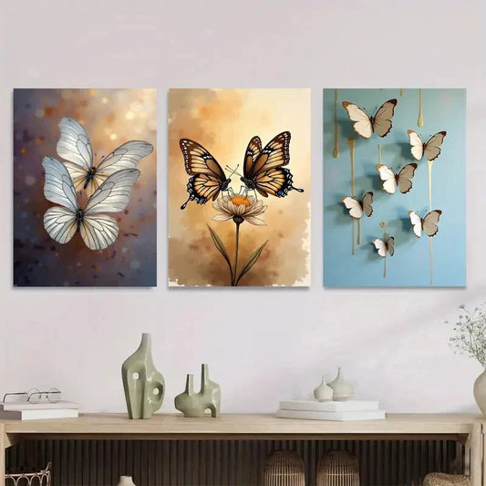 3pcs Beautiful Butterfly picture Metal Print Ready to Hang Art