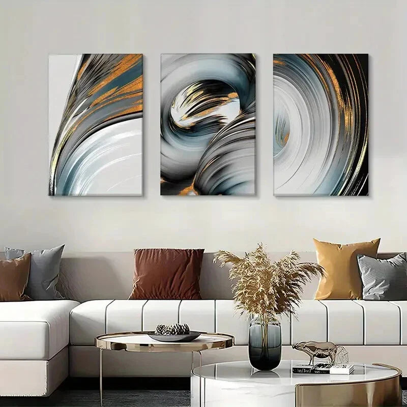 3pcs modern art, stylish line painting  Metal Print Ready to Hang Art