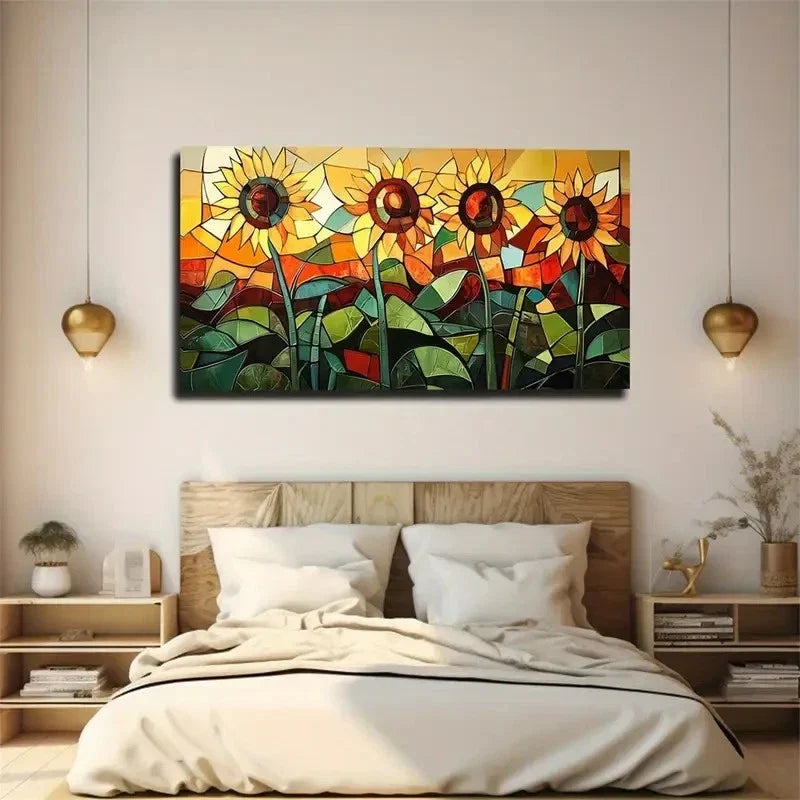 Stunning Sunflower Vibrant Wall Art Canvas Office Home Room Framed 120x60cm