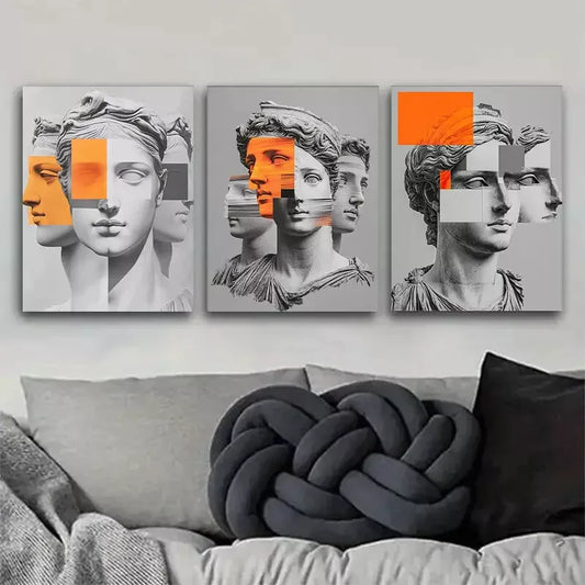 3pcs Modern Artistic Statue Portrait  Wall Art Set Canvas Framed 40x60cm - High Quality Print 100% Australian Made Wall Canvas Ready to Hang