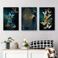 3pcs Butterfly & Golden Dandelion Blue & Golden Metal Print Ready to Hang Art