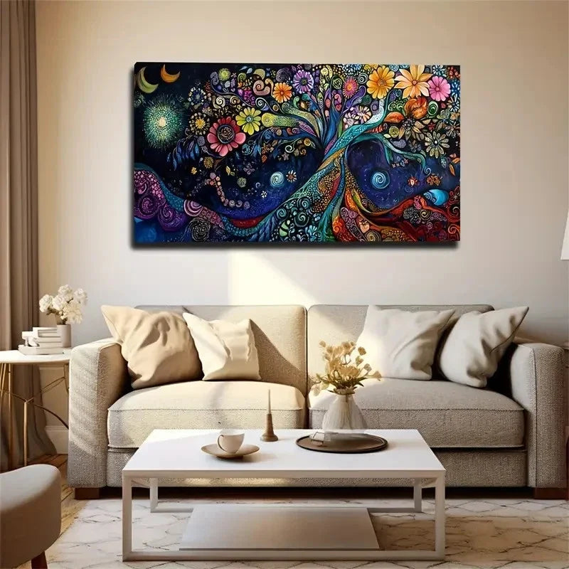 Swirling Nebula Pattern Nature Wall Art Canvas Office Home Room Framed 80x45cm