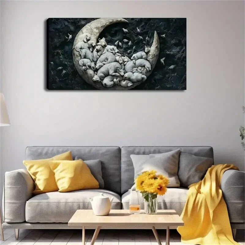 Magical Scene Of Many White Wall Art Canvas Office Home Room Framed 120x60cm