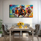 Vibrant Horse Racing Wall Art Canvas Office Home Room Framed 80x45cm