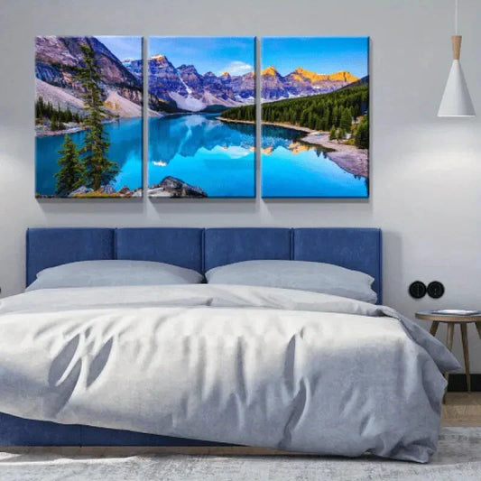 3pcs Mountain Lake Stunning Natural Metal Print Ready to Hang Art