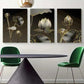 3pcs Black and Golden Lotus Floral Metal Print Ready to Hang Art