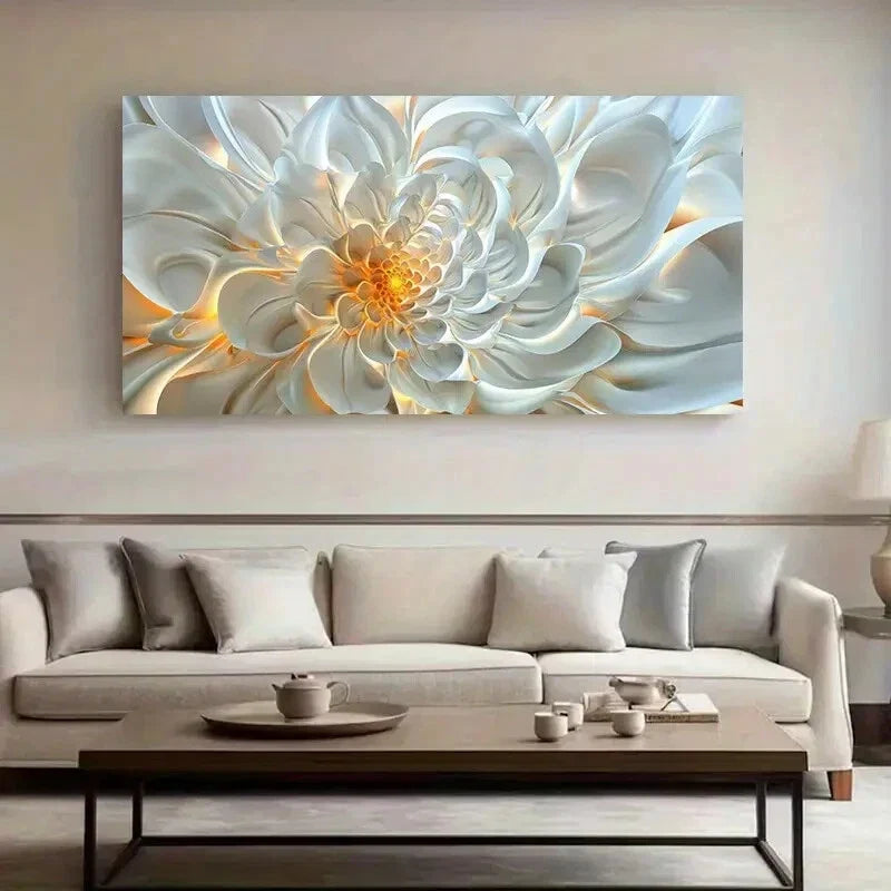 White Gardenia Flowers wall canvas office home room framed 120x60cm