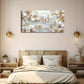 Golden Butterfly & White Flower Wall Art Canvas Office Home Room Framed 120x60cm