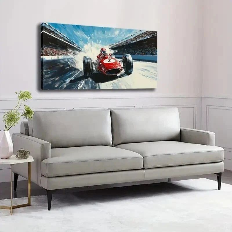 Dynamic Formula 1 Scene Racing Wall Art Canvas Office Home Room Framed 80x45cm
