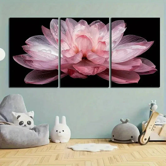 3pcs Decorative Elegant Glass Flower Metal Print Ready to Hang Art