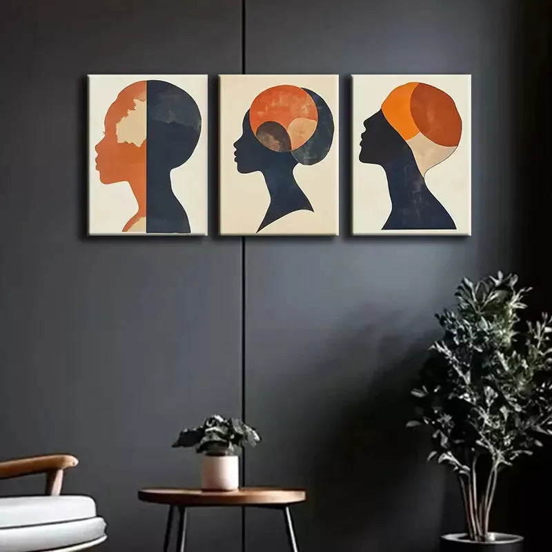 3pcs Female Silhouette Canvas Framed 40x60cm - High Quality Print 100% Australian Made Wall Canvas Ready to Hang