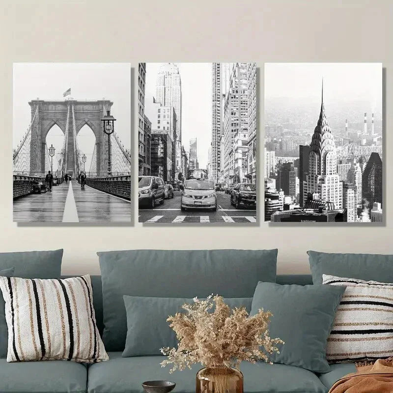 3pcs new york city photography, Brooklyn Bridge Metal Print Ready to Hang Art
