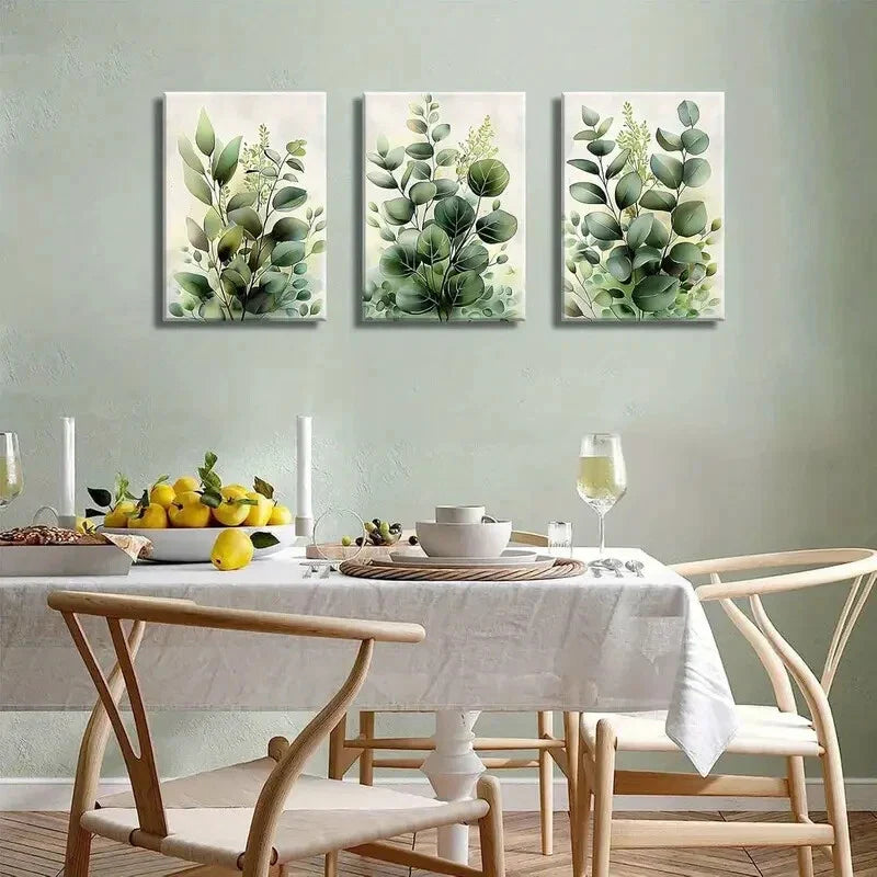 3pcs Featuring Eucalyptus Flowers,Metal Print Ready to Hang Art
