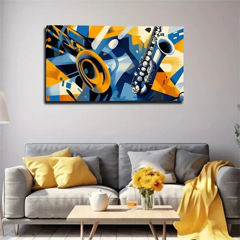 Impressionist Bright Yellow Wall Art Canvas Office Home Room Framed 120x60cm