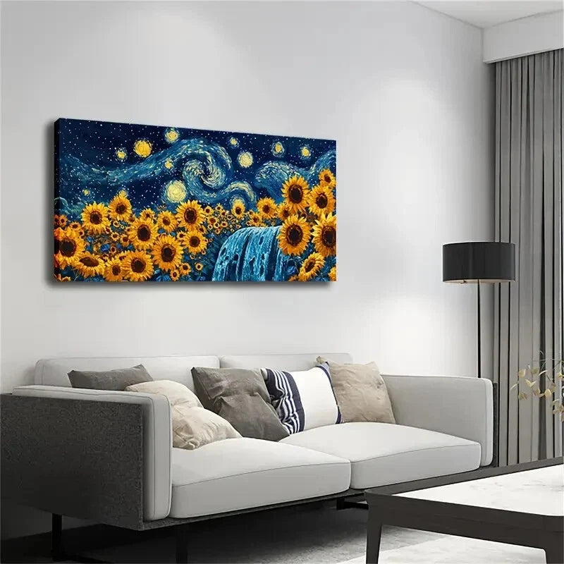 Vibrant Sunflowers Blooming Wall Art Canvas Office Home Room Framed 120x60cm