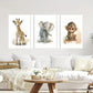 3pcs Little Monkey, Baby Elephant And Cute Giraffe Metal Print Ready to Hang Art