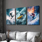 3pcs Skiing and Kayaking Surfing Wall Art Set Canvas Framed 40x60cm - High Quality Print 100% Australian Made Wall Canvas Ready to Hang