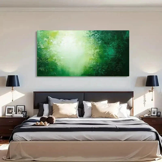 Vibrant Green Nature Textured Wall Art Canvas Office Home Room Framed 120x60cm