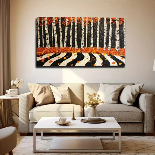 Abstract Birch Tree Modern Wall Art Canvas Office Home Room Framed 120x60cm