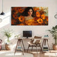 Vibrant Poppies Woman Portrait Wall Art Canvas Office Home Room Framed 120x60cm
