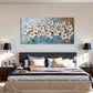 Elegant White Petals & Golden Wall Art Canvas Office Home Room Framed 120x60cm