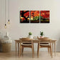3pcs Modern Red Maple Trees Metal Print Ready to Hang Art