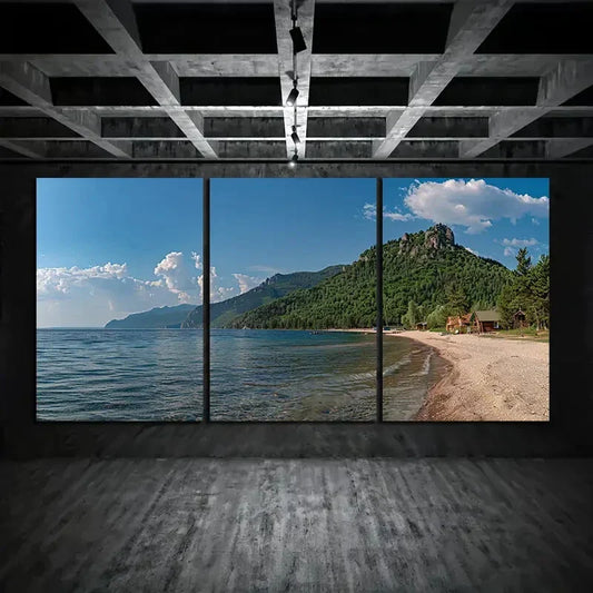3pcs Beach Scene Mountain Clouds Metal Print Ready to Hang Art
