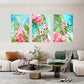3pcs Three Pink Flamingo Family Metal Print Ready to Hang Art