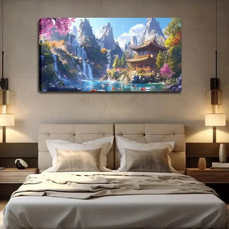 Towering Mountains Quaint Wall Art Canvas Office Home Room Framed 120x60cm