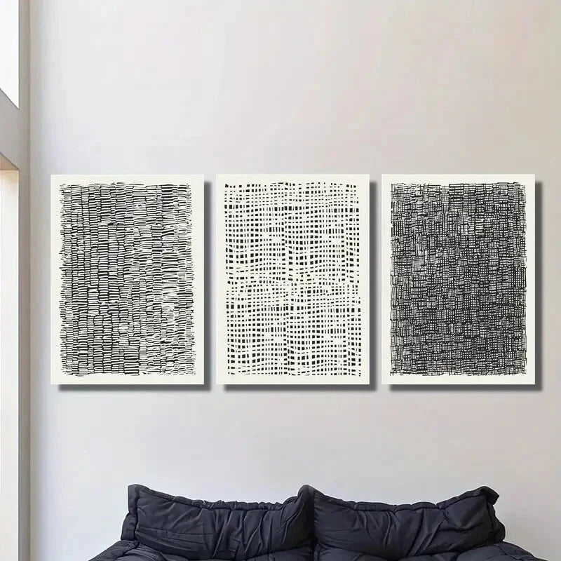 3pcs Featuring Mid-Century Abstract Designs Metal Print Ready to Hang Art