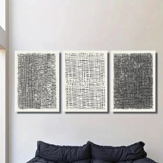 3pcs Featuring Mid-Century Abstract Designs Metal Print Ready to Hang Art