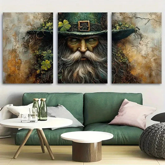 3pcs Whimsical Furious Leprechaun Metal Print Ready to Hang Art