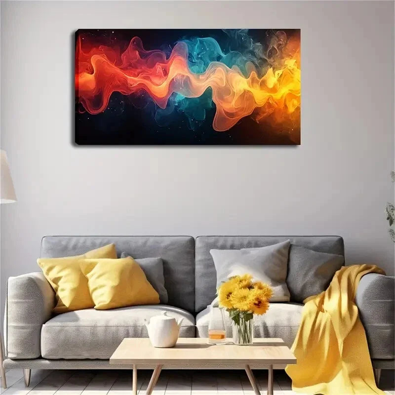 Flowing Color Spectrum Design Wall Art Canvas Office Home Room Framed 120x60cm