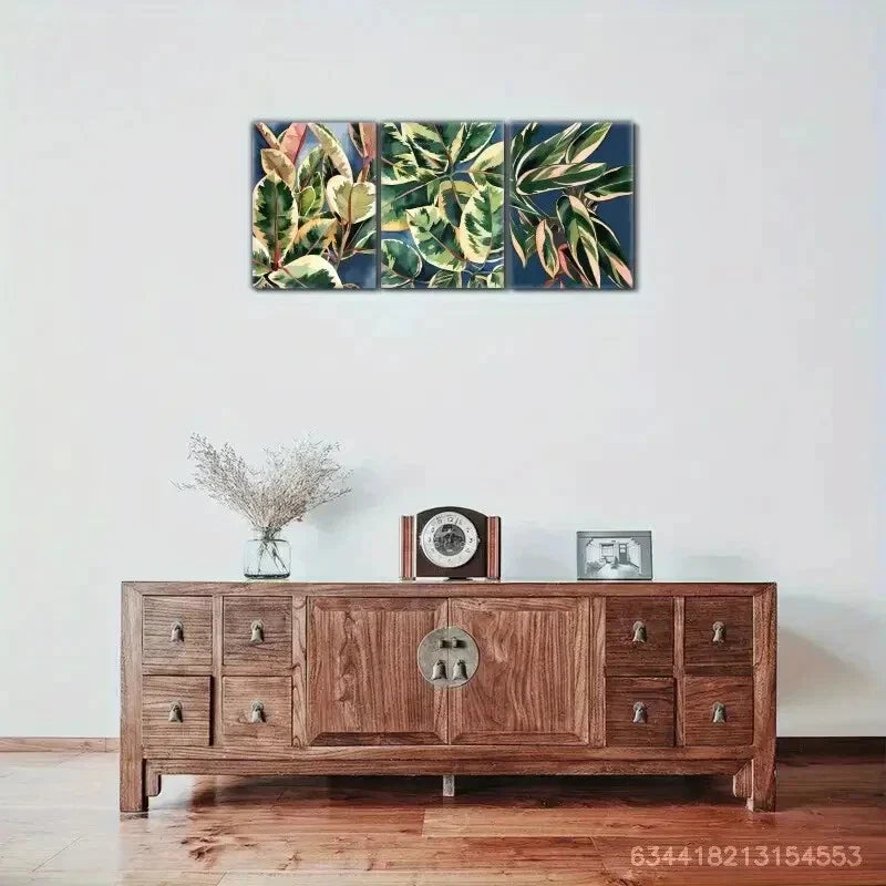 3pcs Leaves Decoration Poster Botanical Art Metal Print Ready to Hang Art