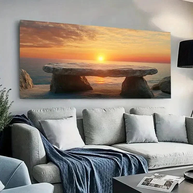 Stone Stage Sea at Sunset wall canvas office home room framed 120x60cm
