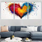 3pcs    Modern Vibrant Abstract Colorful Heart Wall Art Set Canvas Framed 40x60cm - High Quality Print 100% Australian Made Wall Canvas Ready to Hang