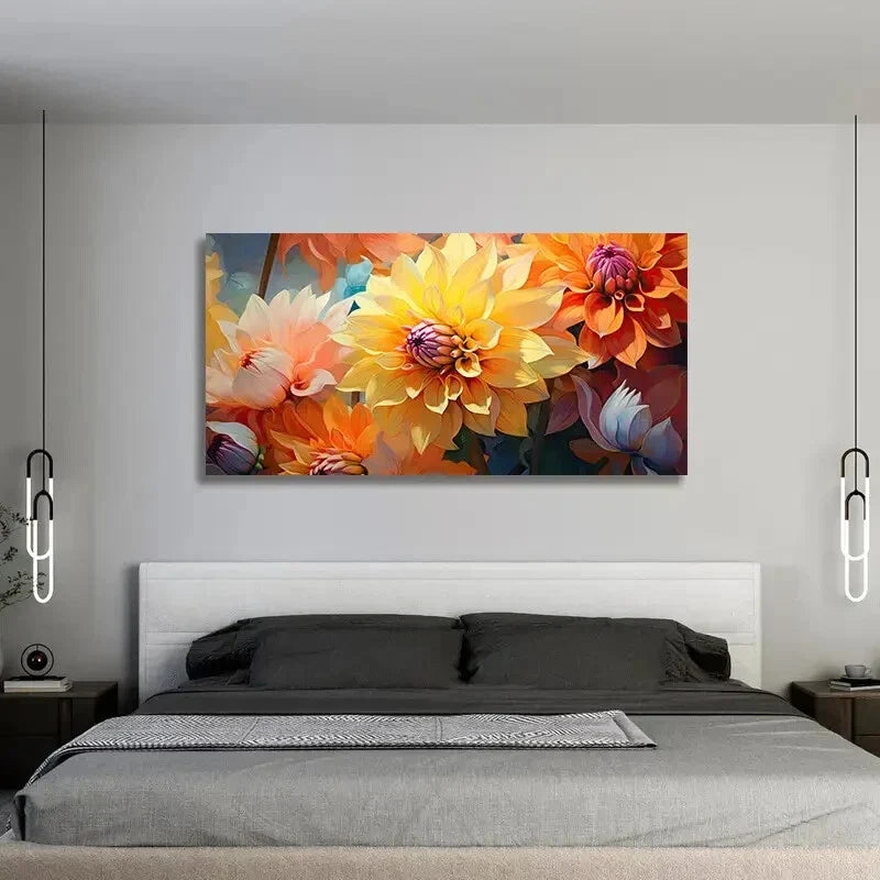 Abstract Floral Painting wall canvas office home room framed 120x60cm