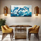 Three Jumping Dolphins Suitable Wall Art Canvas Office Home Room Framed 80x45cm