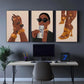 3pcs Black Girl Art Female Portrait Painting Metal Print Ready to Hang Art